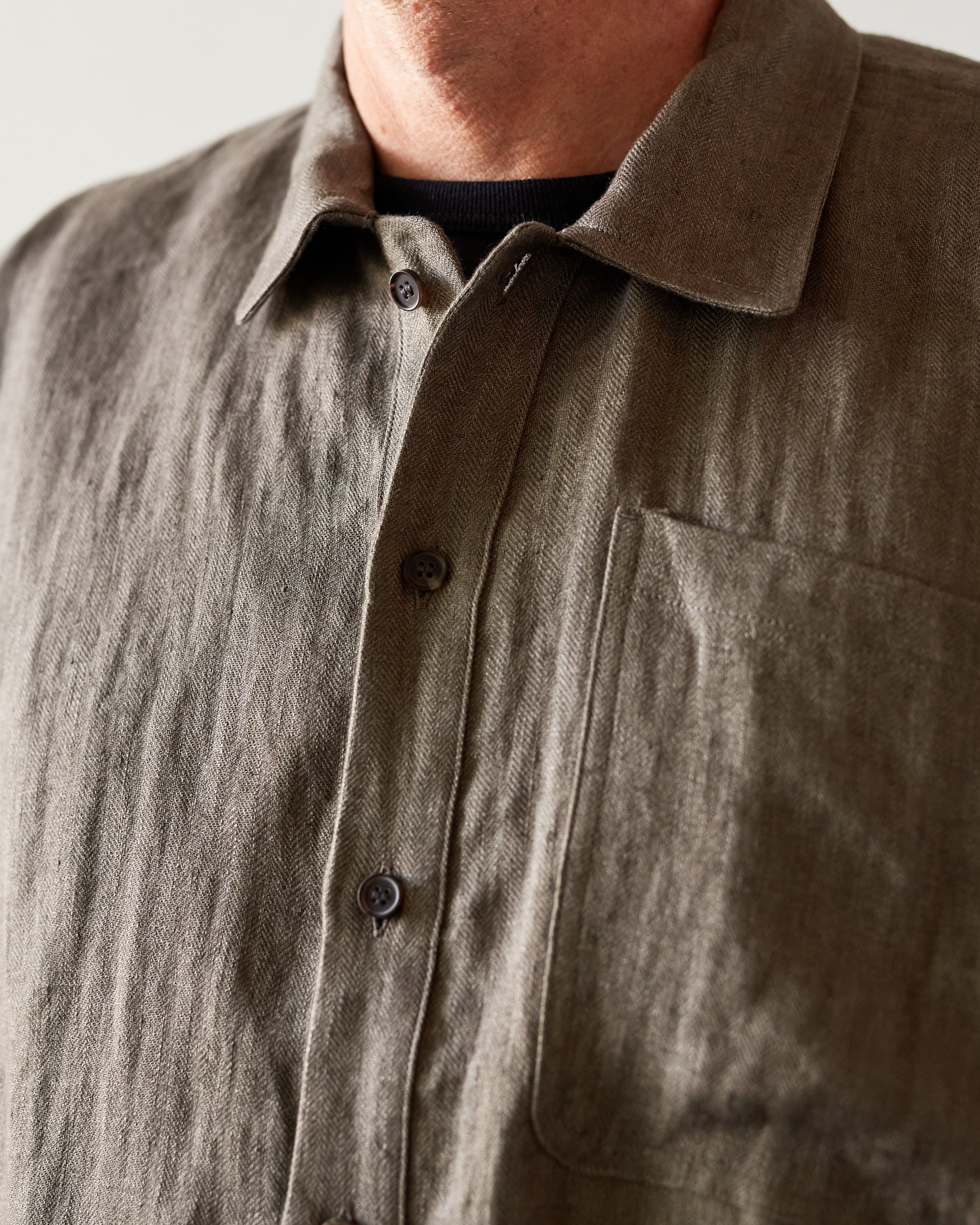 O-Project Bomber Shirt, Grey Herringbone – Glasswing