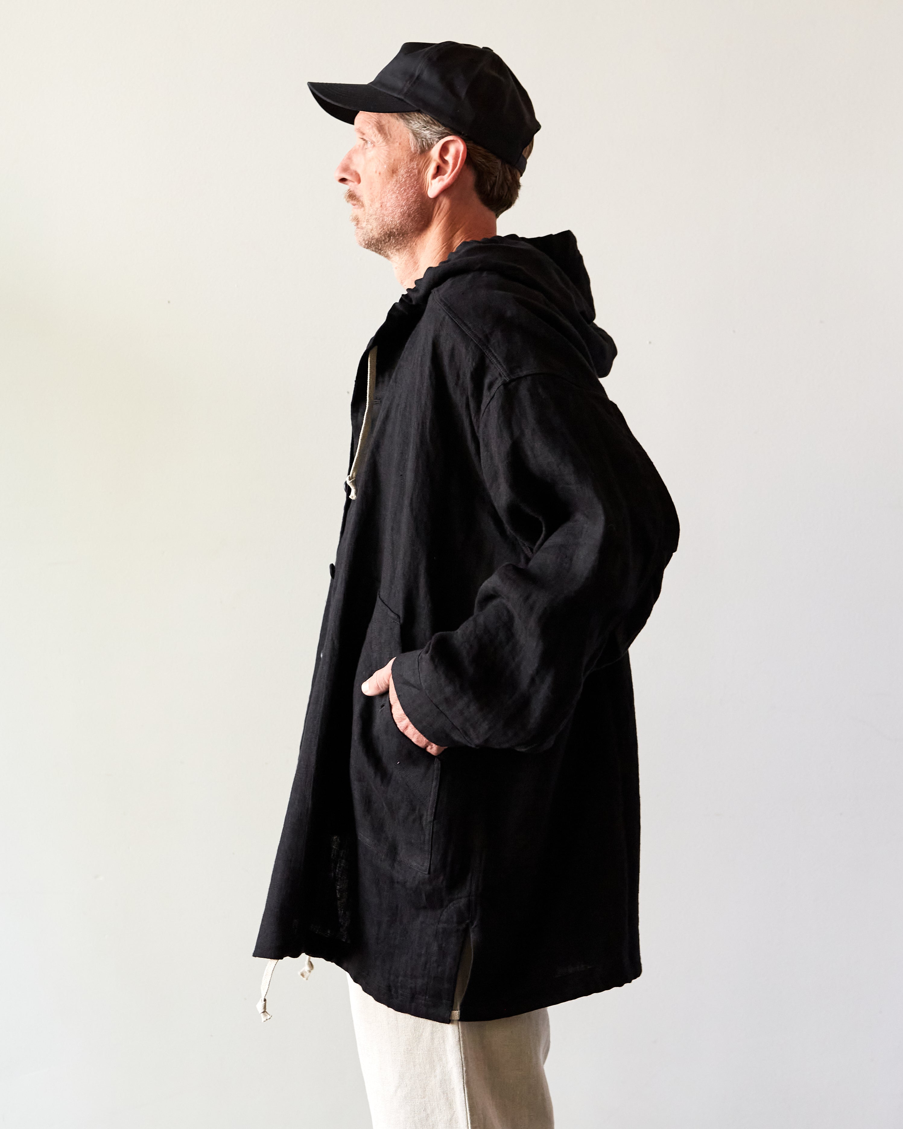 O-Project Hooded Jacket, Black Herringbone – Glasswing
