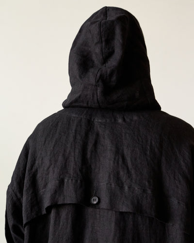 O-Project Hooded Jacket, Black Herringbone