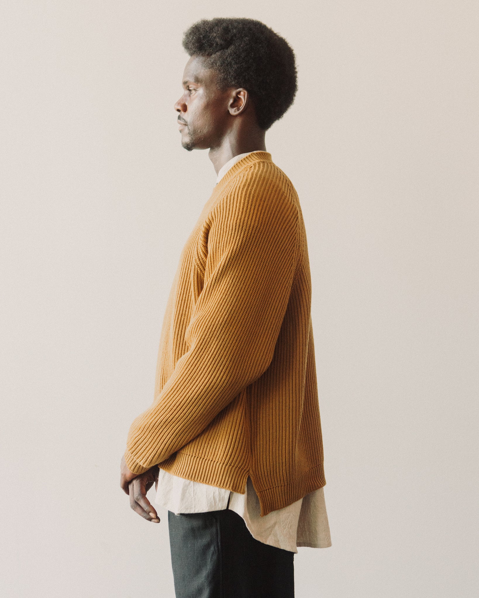 O-Project Knitted Crew Neck, Mustard