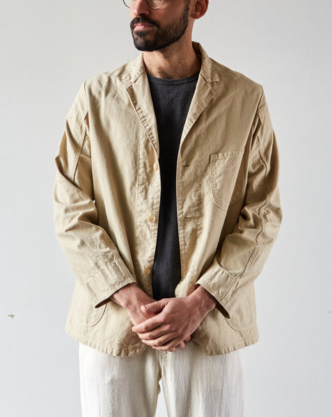 OrSlow Tailored Collar Work Jacket, Beige | Glasswing