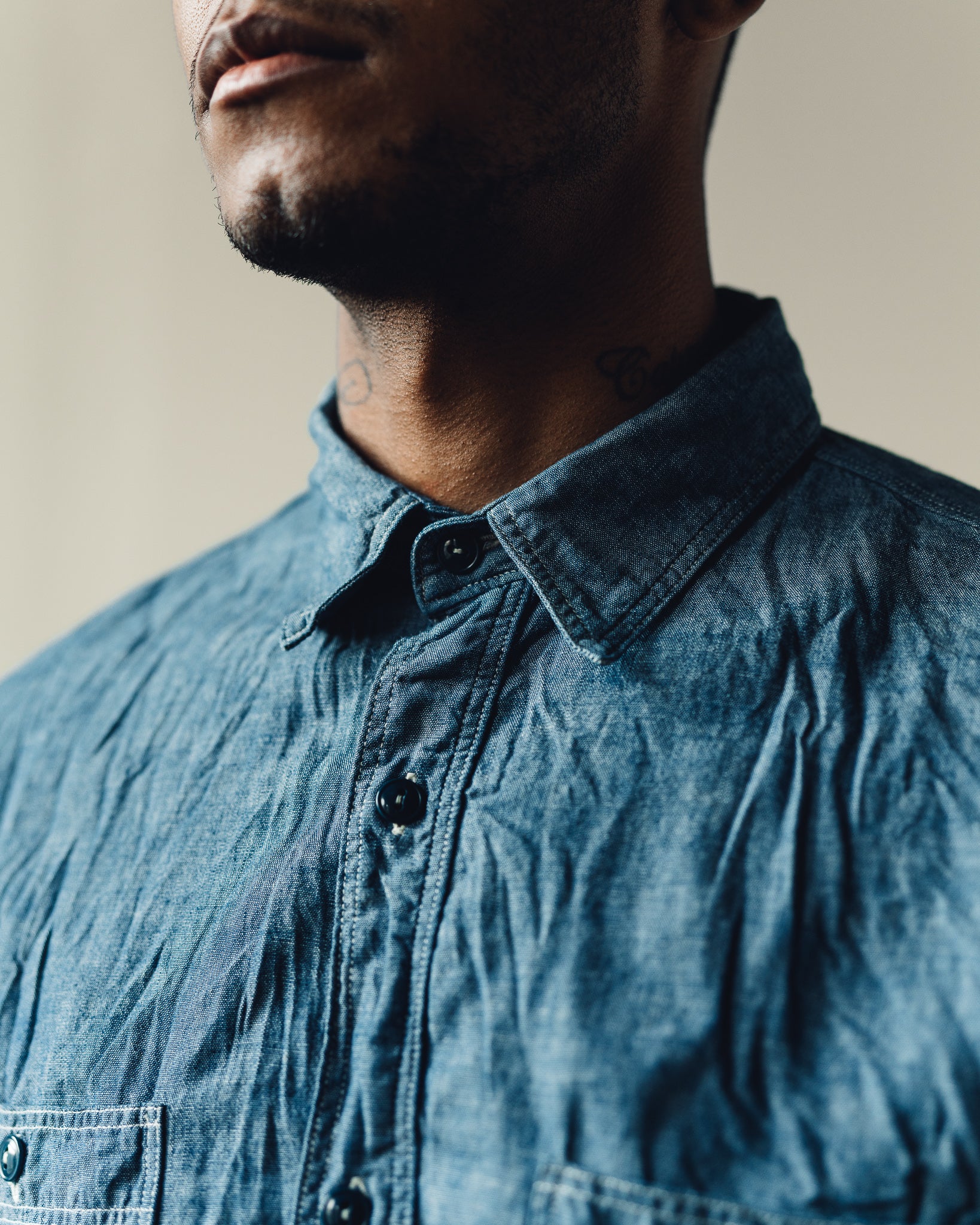 orSlow Chambray Work Shirt, Indigo | Glasswing