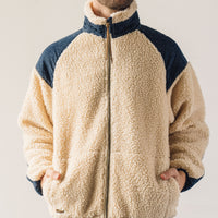 OrSlow Fleece Jacket, Ecru/Denim