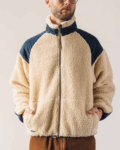 OrSlow Fleece Jacket, Ecru/Denim