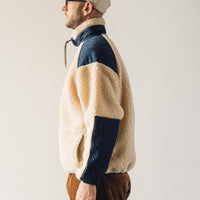 OrSlow Fleece Jacket, Ecru/Denim