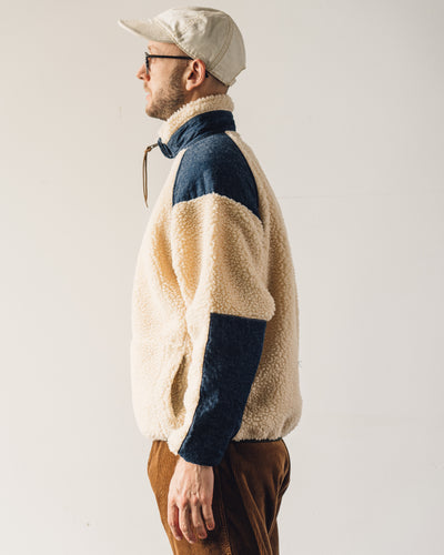 OrSlow Fleece Jacket, Ecru/Denim