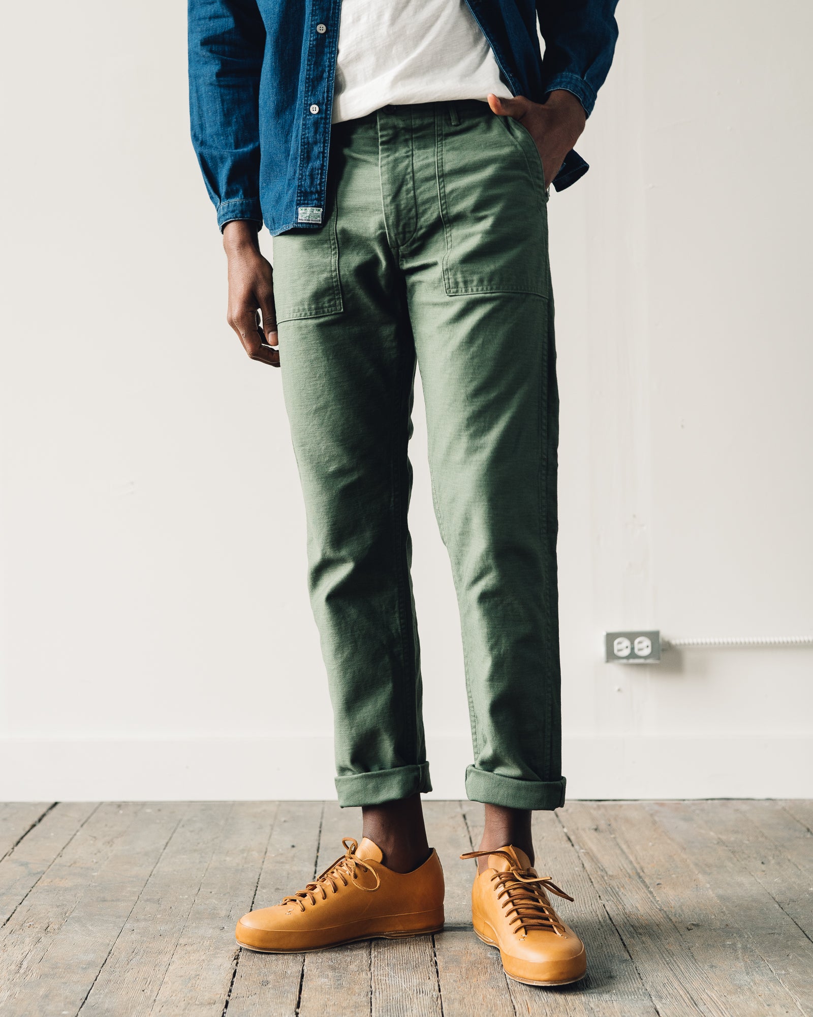 orSlow SLIM FIT FATIGUE PANTS Green Sサイズ-