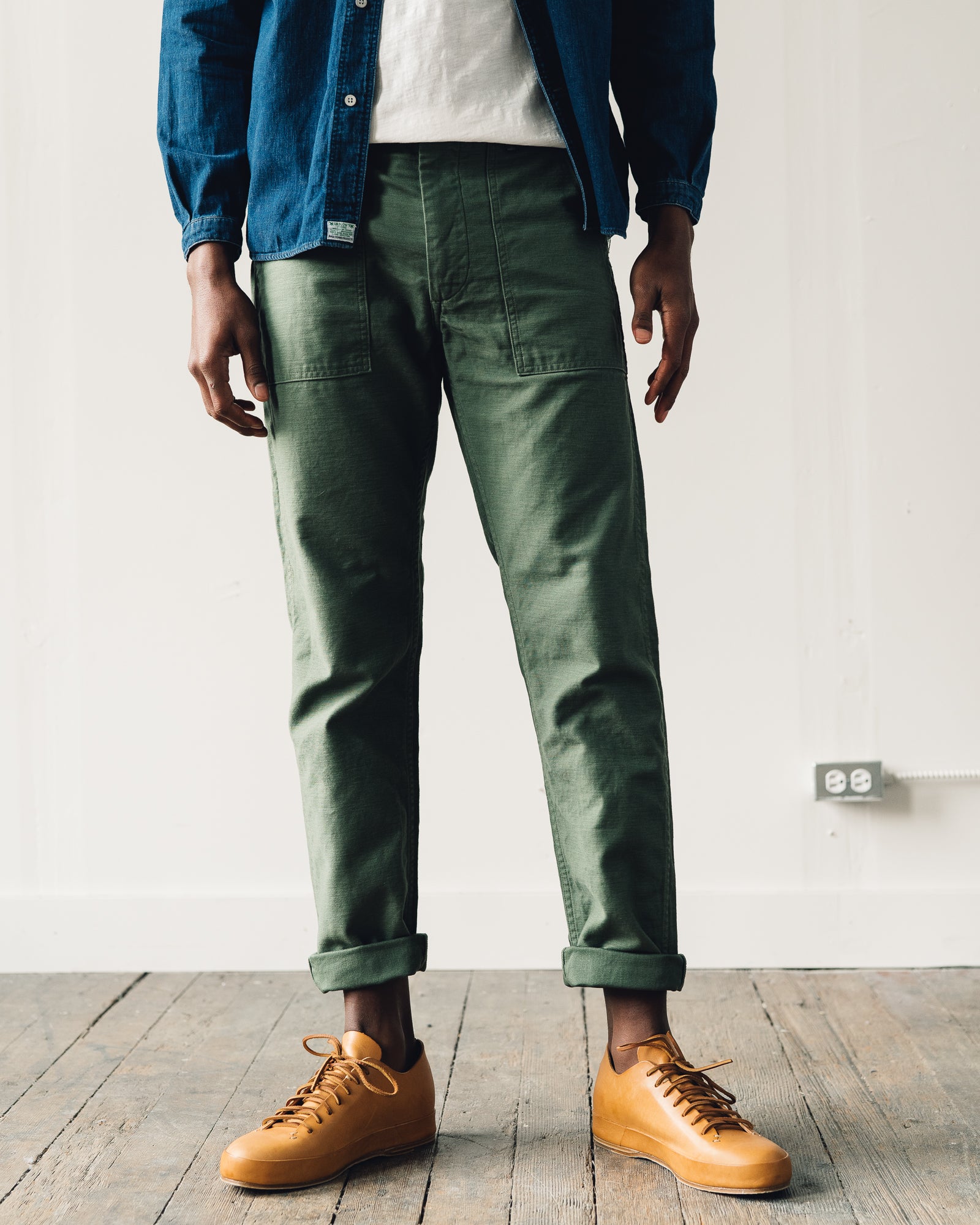 orSlow Slim Fit Fatigue Pant, Green | Glasswing