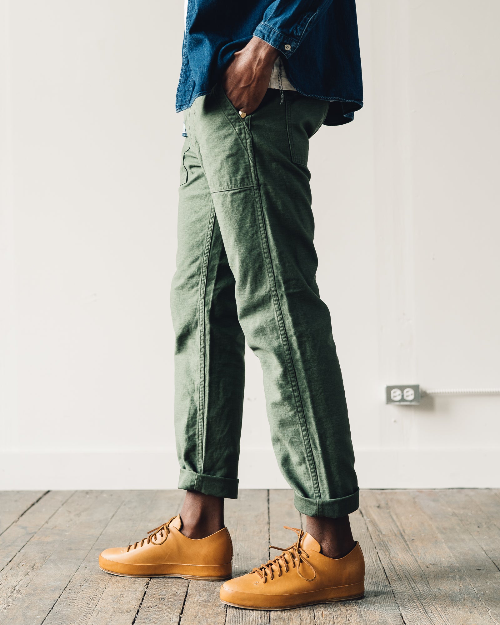 orSlow Slim Fit Fatigue Pant, Green | Glasswing