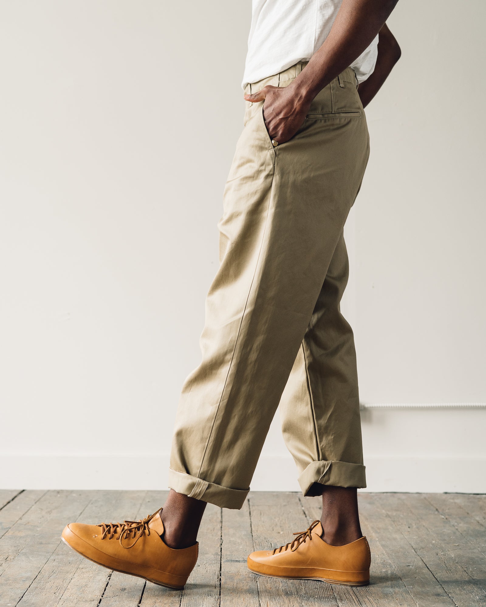Orslow Unisex Vintage Fit Army Trouser, Khaki | Glasswing