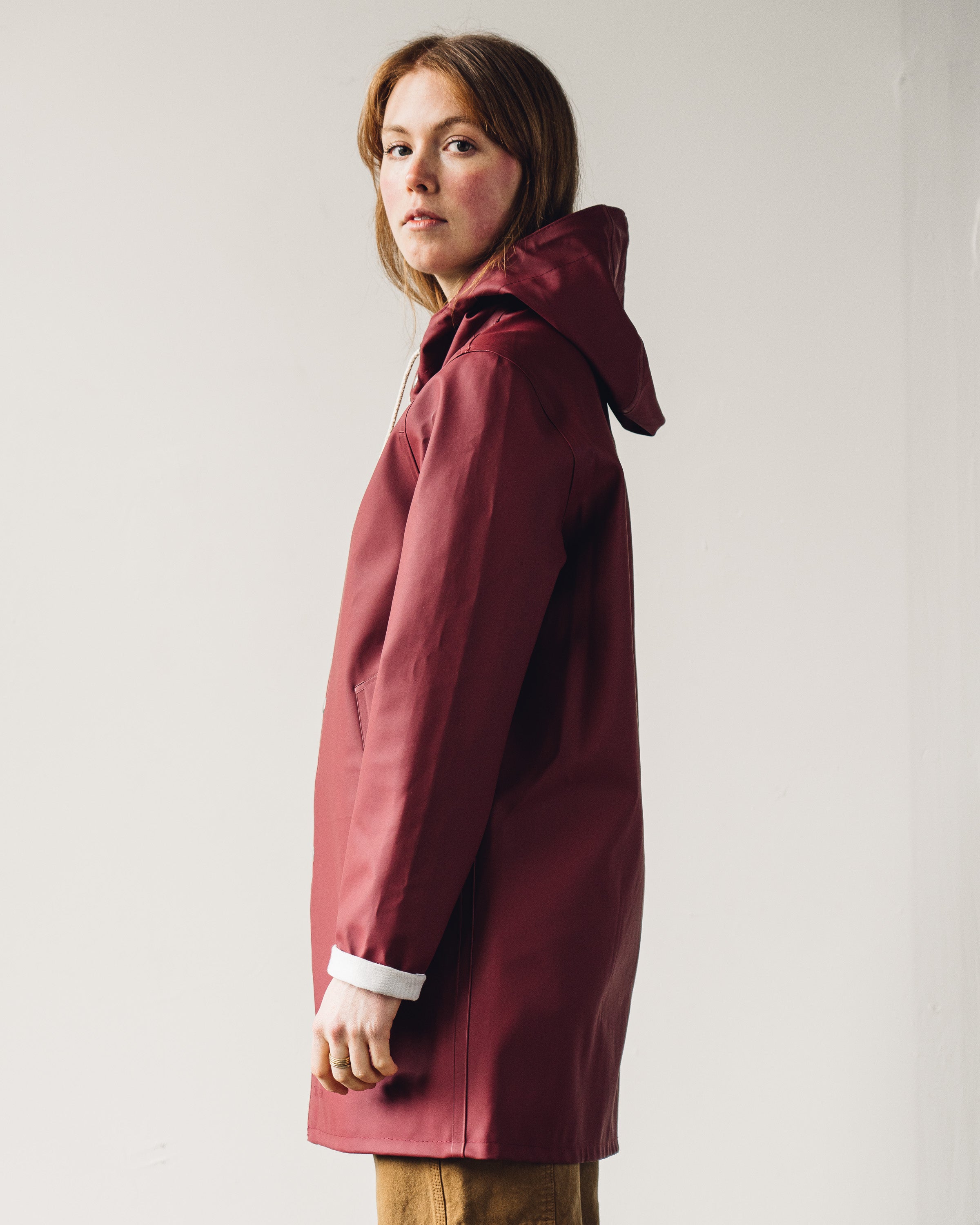 Burgundy raincoat best sale