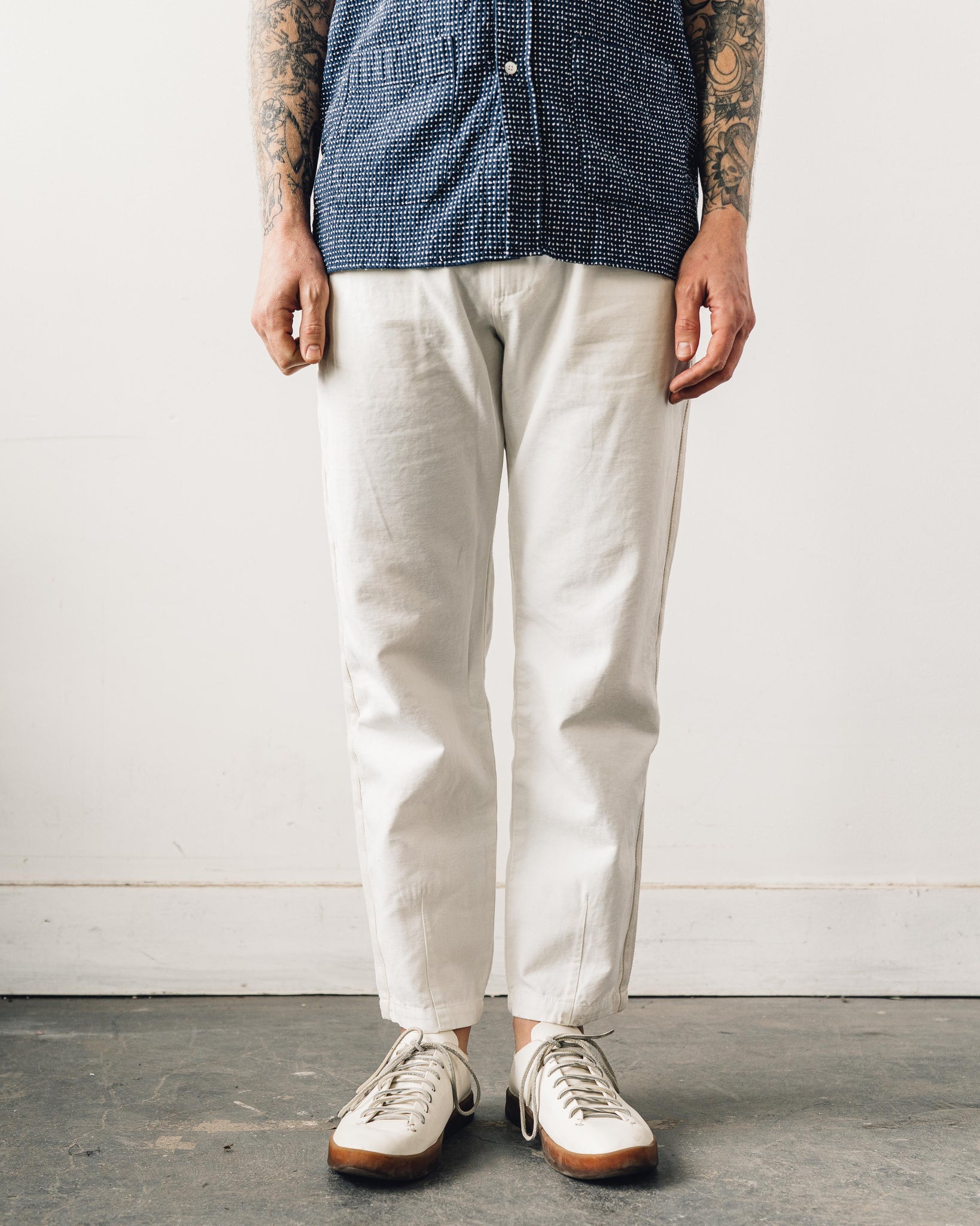 Mens Universal Works. trousers. | Double Pleat Pant In Blue Linen Mix  Suiting ⋆ Trollslanda Toy Store