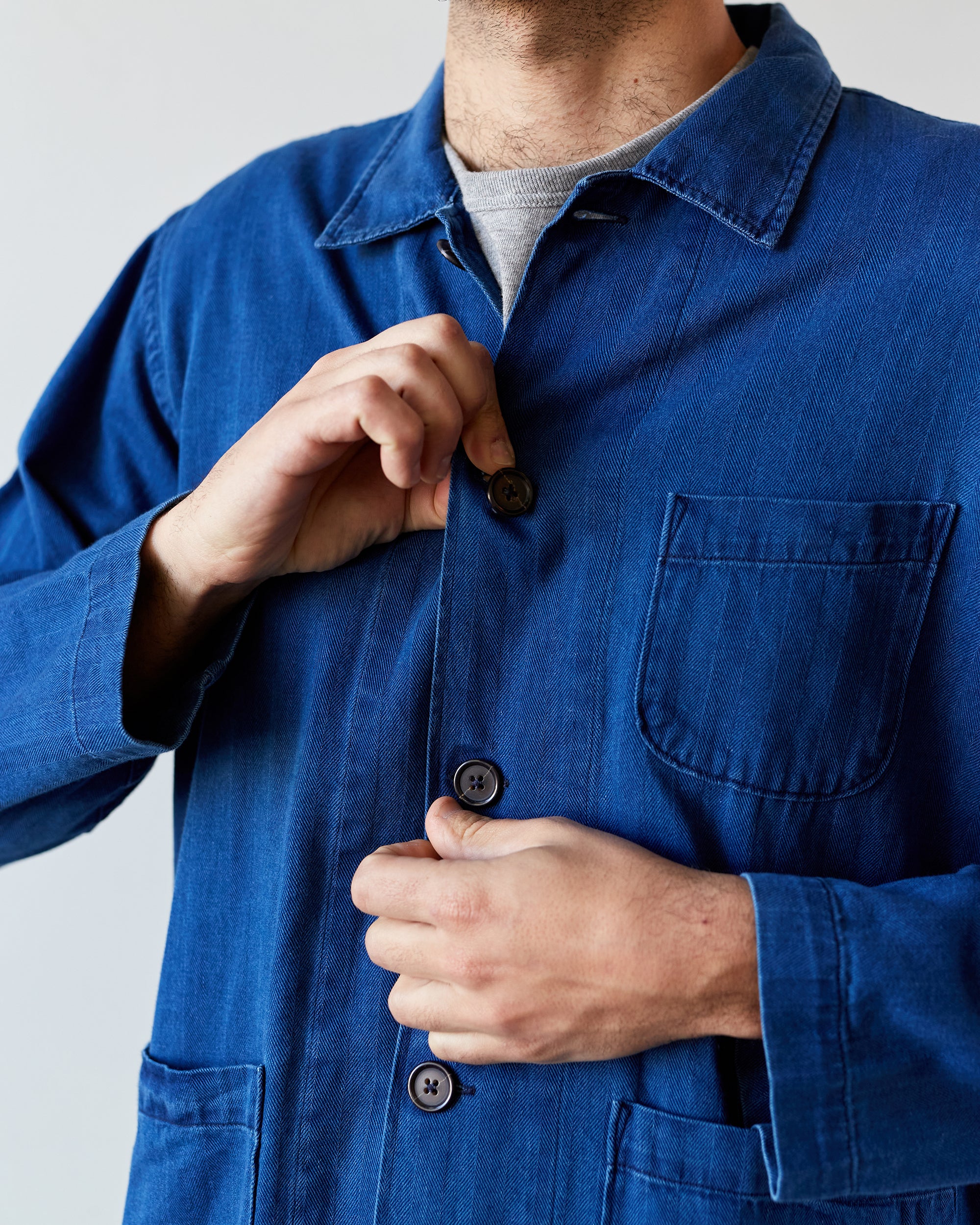 Universal Works Baker's Overshirt, Washed Indigo – Glasswing