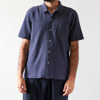 Universal Works Cactus Weave Road Shirt, Navy