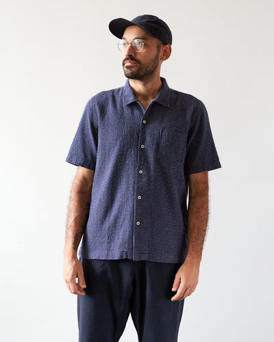 Universal Works Cactus Weave Road Shirt, Navy