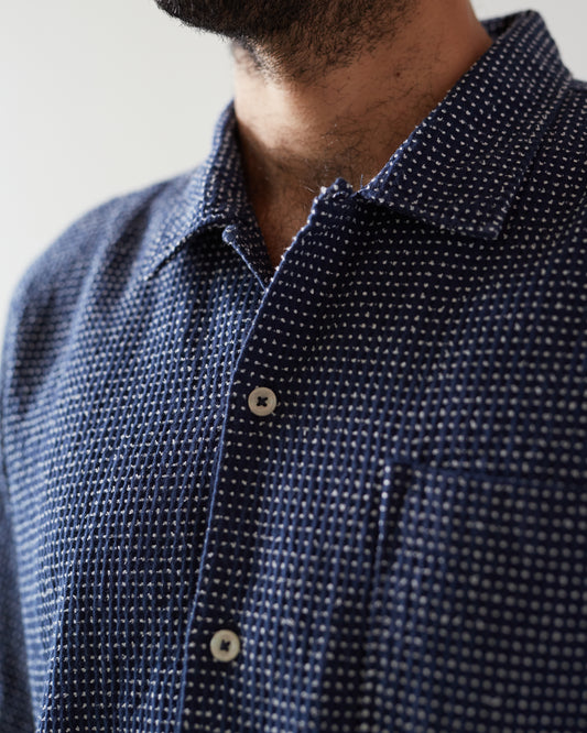 Universal Works Cactus Weave Road Shirt, Navy