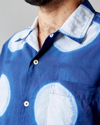 Universal Works Camp Shirt, Big Dot Indigo