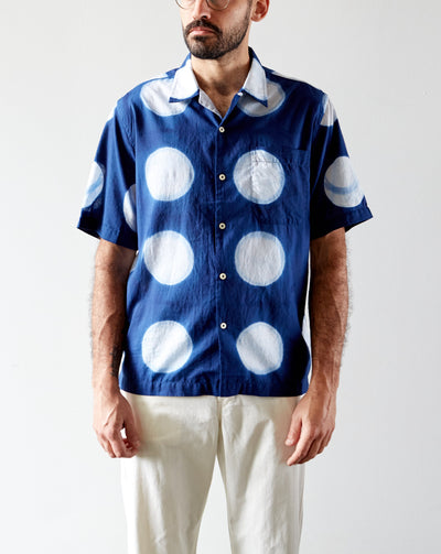 Universal Works Camp Shirt, Big Dot Indigo