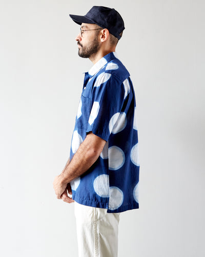 Universal Works Camp Shirt, Big Dot Indigo