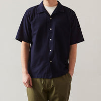 Universal Works Camp Shirt, Indigo Seersucker