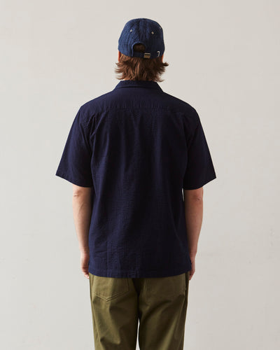 Universal Works Camp Shirt, Indigo Seersucker