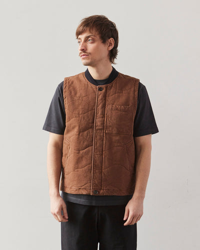 Universal Works Carlton Gilet, Brown Marl Twill