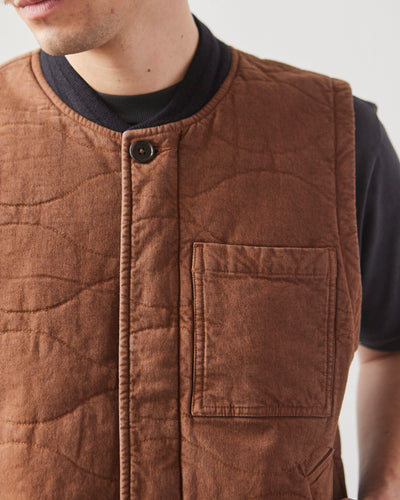 Universal Works Carlton Gilet, Brown Marl Twill