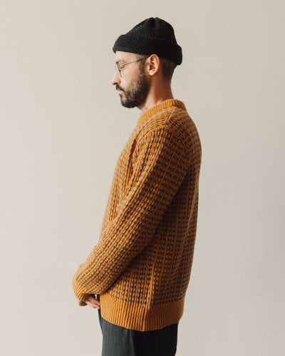Universal Works Italian Wool Loose Crew, Cumin/Grey