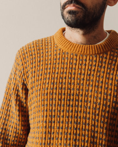 Universal Works Italian Wool Loose Crew, Cumin/Grey