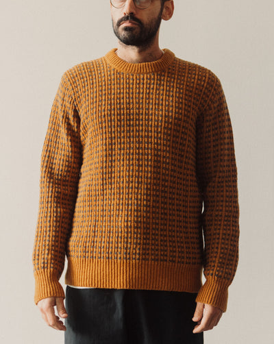 Universal Works Italian Wool Loose Crew, Cumin/Grey