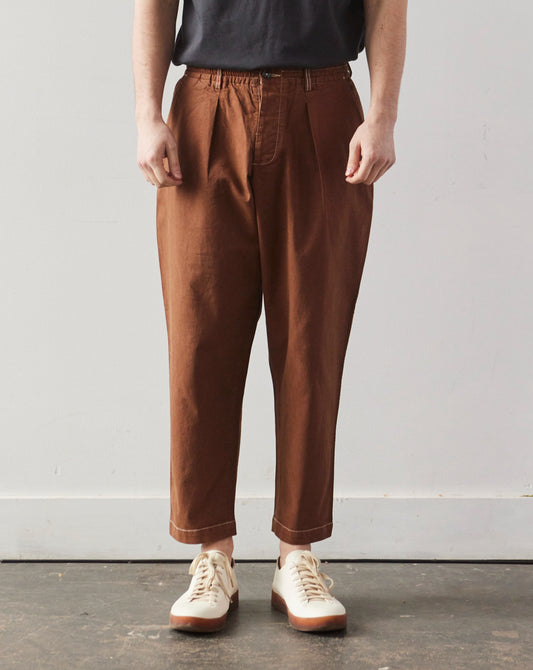 Universal Works Pleated Track Pant, Brown Marl Twill