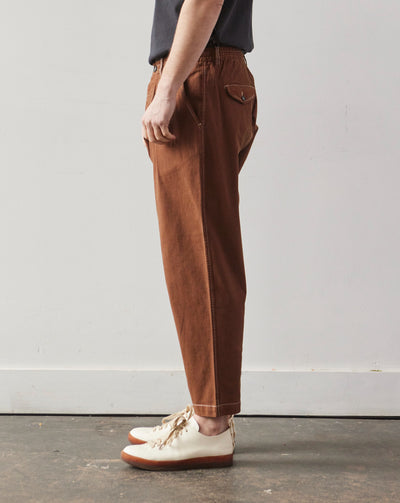 Universal Works Pleated Track Pant, Brown Marl Twill