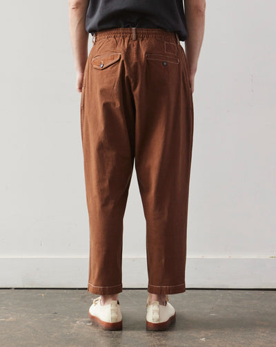 Universal Works Pleated Track Pant, Brown Marl Twill