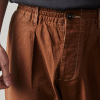 Universal Works Pleated Track Pant, Brown Marl Twill