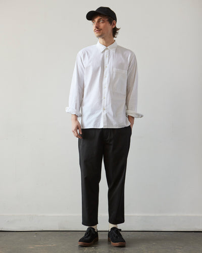 Universal Works Square Pocket Shirt, White Seersucker