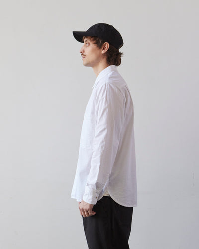 Universal Works Square Pocket Shirt, White Seersucker