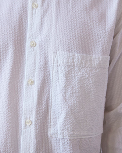 Universal Works Square Pocket Shirt, White Seersucker