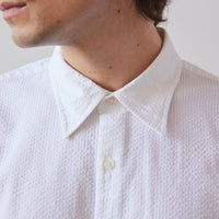 Universal Works Square Pocket Shirt, White Seersucker