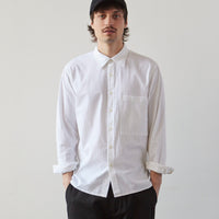 Universal Works Square Pocket Shirt, White Seersucker