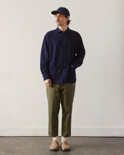Universal Works Travail Overshirt, Indigo Herringbone Denim