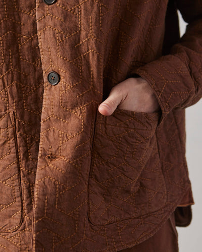 Universal Works Travail Quilt Shirt, Brown Marl Twill