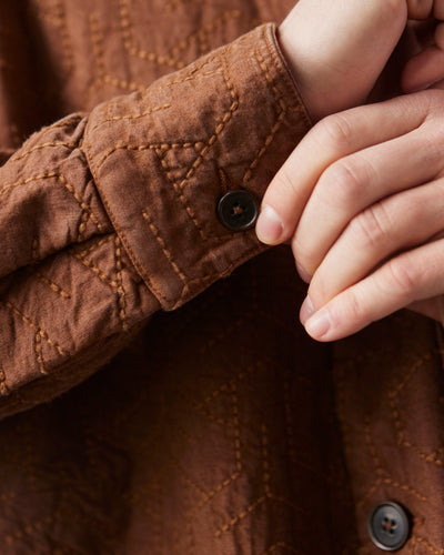 Universal Works Travail Quilt Shirt, Brown Marl Twill