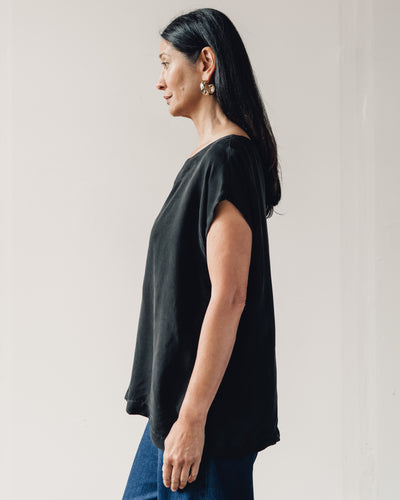 Uzi Oversized Tunic, Black Cupro