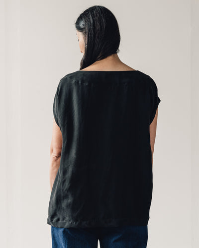 Uzi Oversized Tunic, Black Cupro