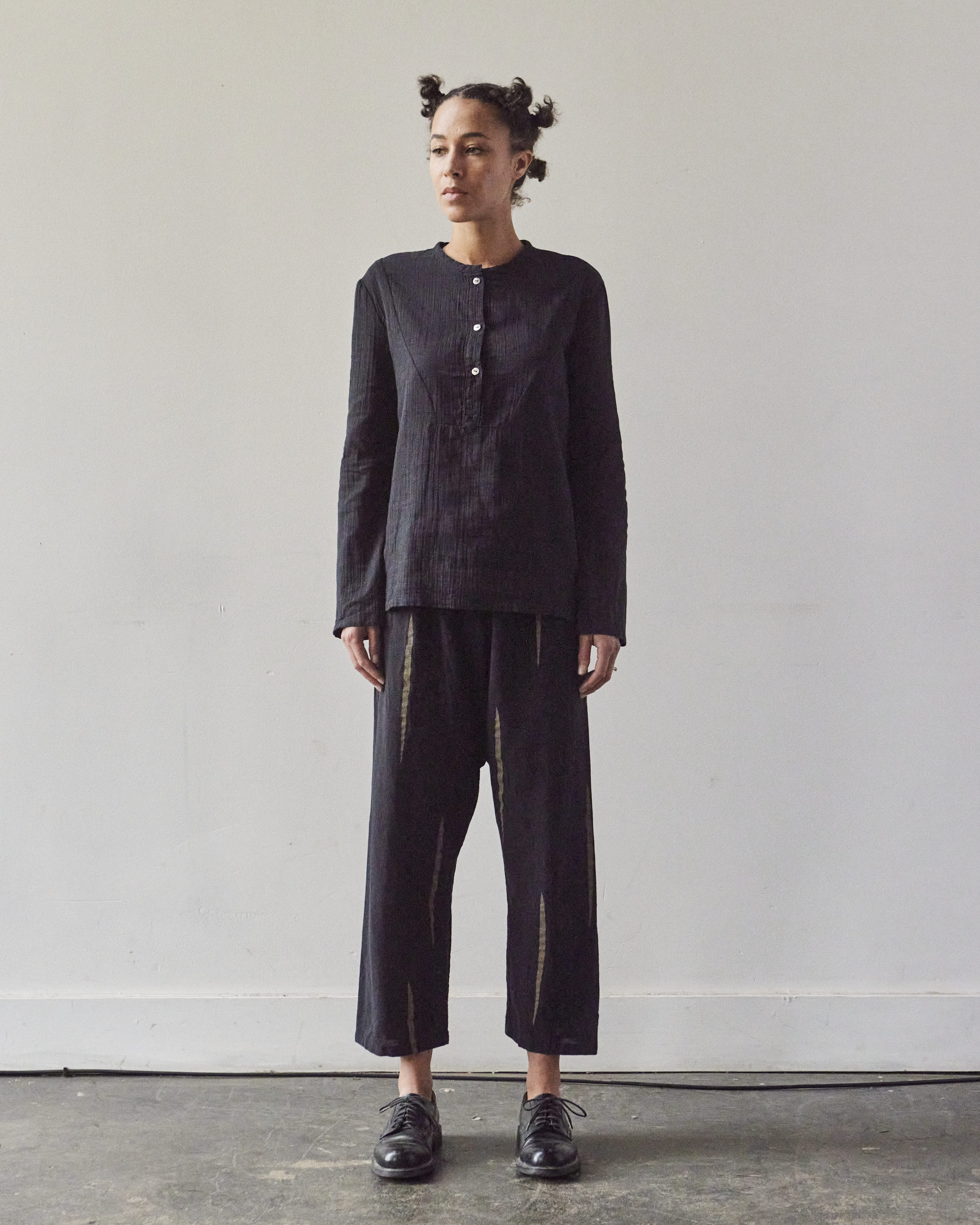 Uzi Drop-Crotch Pants, Black Scratch – Glasswing