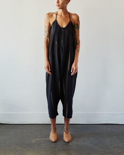 Uzi Halter Jumpsuit, Black Scratch