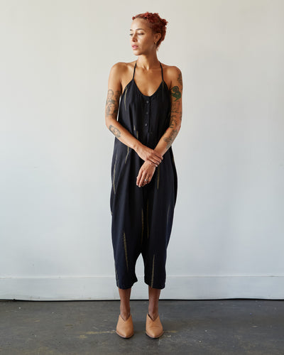 Uzi Halter Jumpsuit, Black Scratch