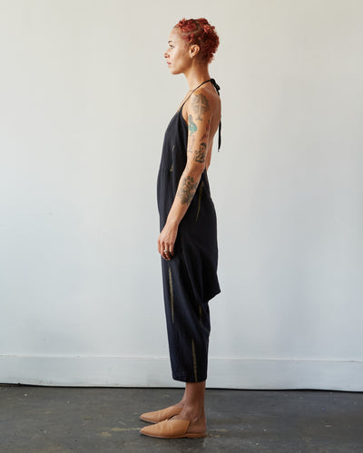 Uzi Halter Jumpsuit, Black Scratch