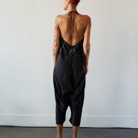 Uzi Halter Jumpsuit, Black Scratch