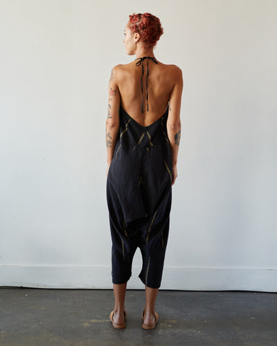 Uzi Halter Jumpsuit, Black Scratch